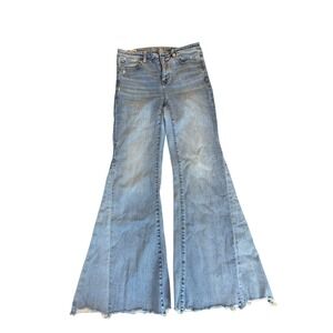 American Eagle Festival Flare Jeans Light Wash Distressed High Rise Size 10